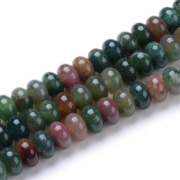 

PandaHall Natural Indian Agate Bead Strands, Rondelle, 8x5mm, Hole: 1mm, about 75pcs/strand, 14.9 inch Indian Agate Rondelle