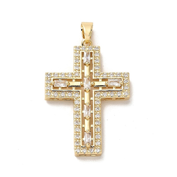 

PandaHall Brass Micro Pave Cubic Zirconia Pendants, Long-Lasting Plated, Cross, Golden, 38x26x5mm, Hole: 5x4mm Brass+Cubic Zirconia Cross..., Clear