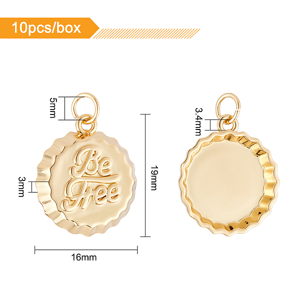 

PandaHall BENECREAT 10PCS Gold Plated Flattened Bottle Caps Charms Be Free Word Pendants for Bracelet Necklace Jewelry Making DIY Craft...