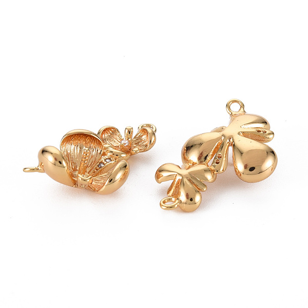 

PandaHall Brass Micro Pave Clear Cubic Zirconia Peg Bails Link Connectors, for Half Drilled Bead, Nickel Free, Flower, Real 18K Gold Plated...