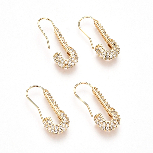 

PandaHall Brass Micro Pave Cubic Zirconia Dangle Earrings, Long-Lasting Plated, Safety Pin Shape, Clear, Golden, 27x10.5x4mm, Pin: 0.7mm...
