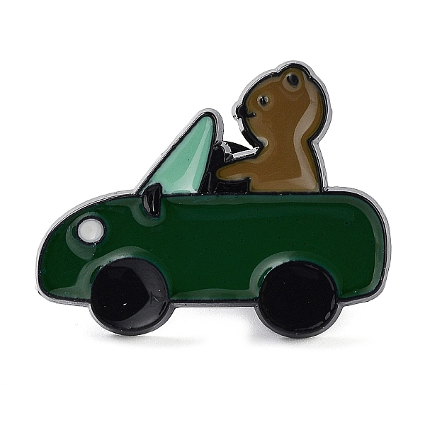 

PandaHall Bear Vehicle Enamel Pin, Alloy Brooch for Backpack Clothes, Dark Slate Gray, 21x27x2mm Alloy+Enamel Bear