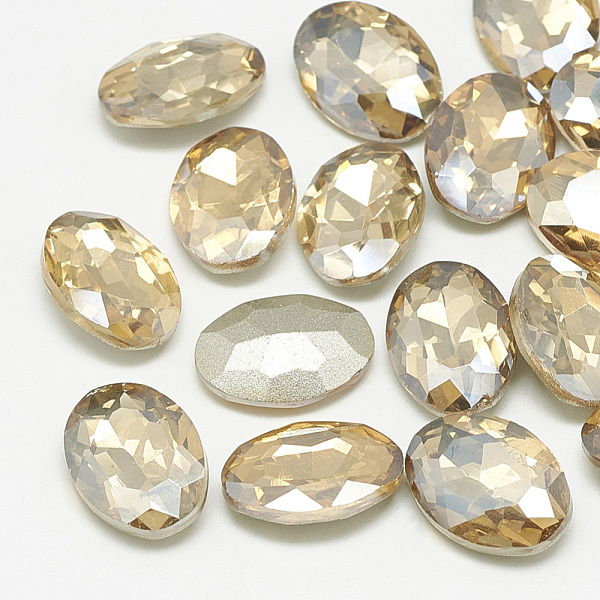 

PandaHall Pointed Back Glass Rhinestone Cabochons, Back Plated, Faceted, Oval, Light Colorado Topaz, 18x13x5.5mm Glass Rhinestone Oval..., Yellow
