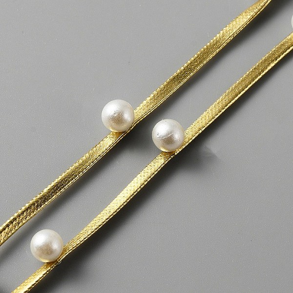 

PandaHall Polyester with ABS Beads Ribbon, Piping Strips for Home Textile Decoration, Gold, 2.5mm, about 3.28 Yards(3m)/Roll Polyester None...