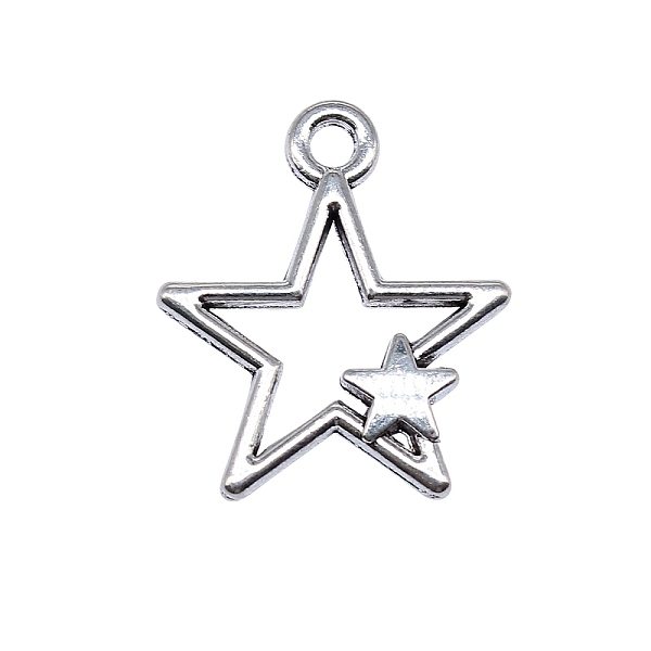 

PandaHall Tibetan Style Alloy Pendants, Star Charms, Antique Silver, 26x22mm Alloy Star
