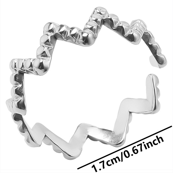 

PandaHall Geometric 304 Stainless Steel Wave Cuff Ring for Unisex, Minimalist Adjustable Opening Ring, Stainless Steel Color 304 Stainless...