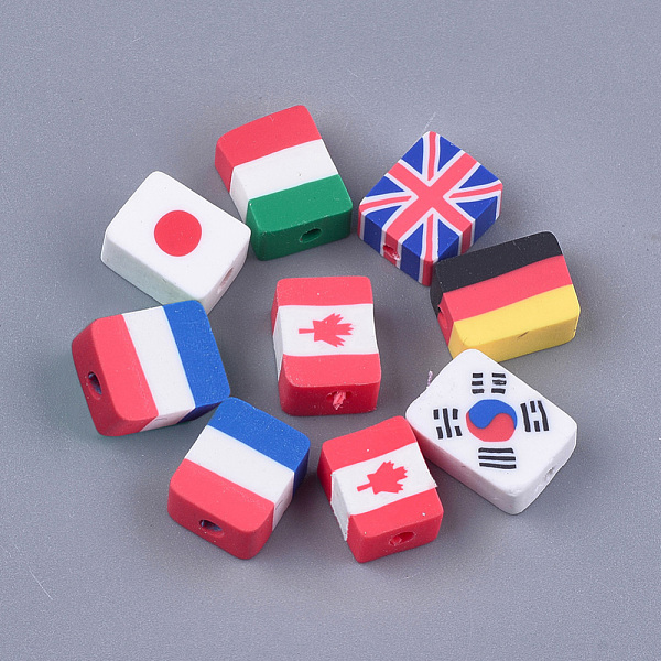

PandaHall Handmade Polymer Clay Beads, National Flag, Mixed, 7~9x9.5~12x4~5.5mm, Hole: 1.2~1.5mm Polymer Clay Rectangle Multicolor