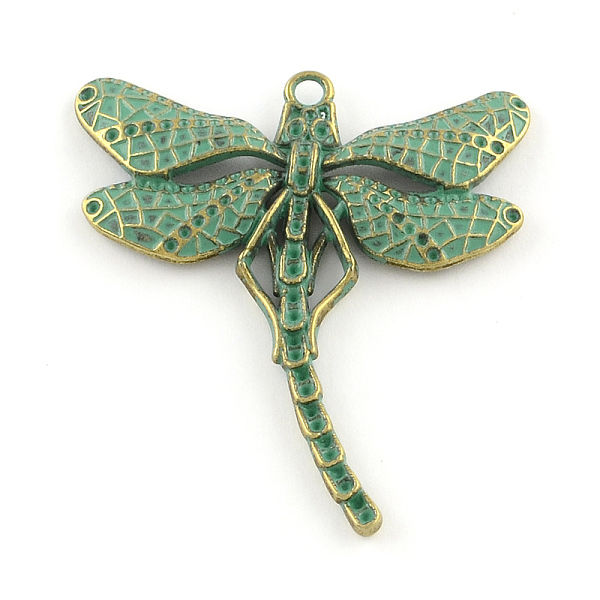 

PandaHall Dragonfly Zinc Alloy Big Pendant Rhinestone Settings, Cadmium Free & Nickel Free & Lead Free, Antique Bronze & Green Patina...