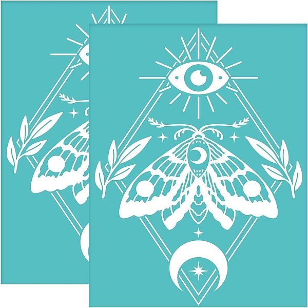 

PandaHall OLYCRAFT 2Pcs Cattle Head Self-Adhesive Silk Screen Printing Stencil Horn Pattern Mesh Transfer Stencil Reusable Cow Skull..., Green