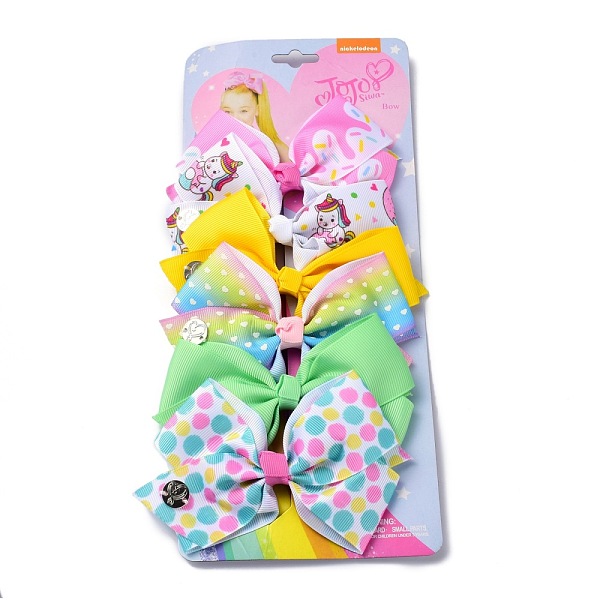 

PandaHall Iron Alligator Hair Clips, with Cloth Bowknot, Platinum, Unicorn Pattern, 120~125x81~90x15~17mm, 6pcs/set Cloth Unicorn Multicolor
