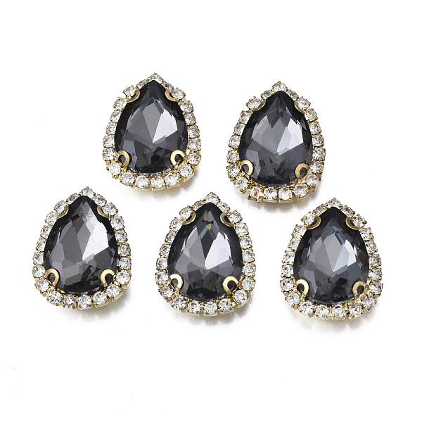 

PandaHall Sew on Rhinestone, Transparent Glass Rhinestone, with Brass Prong Settings, Faceted, Teardrop, Gray, 23x17.5x6.5mm, Hole: 0.9mm...