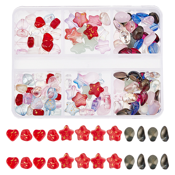 

PandaHall CHGCRAFT DIY Glass Beads & Charm Making Finding Kit, Including 60Pcs Heart & 40Pcs Star Glass Beads, 60Pcs Oval Glass Charm, Mixed..., Multicolor