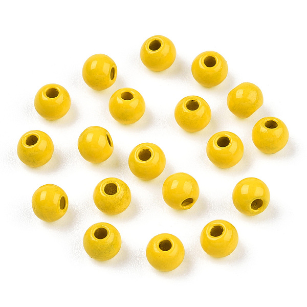 

PandaHall Spray Painted Alloy Beads, Round, Yellow, 4x3mm, Hole: 1.2mm Alloy Round Yellow