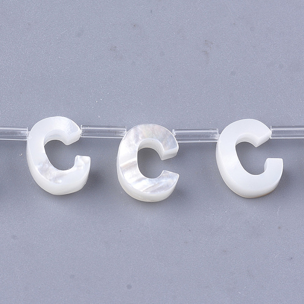 

PandaHall Natural Sea Shell Beads, White Shell Mother of Pearl Shell, Top Drilled Beads, Letter.C, 10x2.5~11.5x3mm, Hole: 0.8mm White Shell...