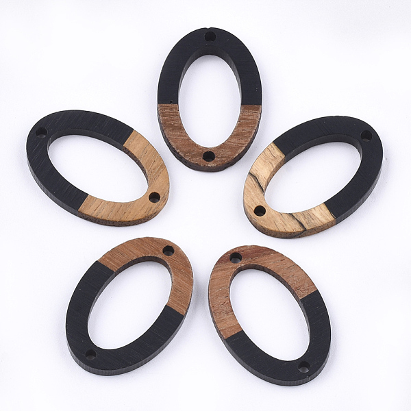 

PandaHall Resin & Walnut Wood Links connectors, Oval, Black, 28.5x19.5x3~4mm, Hole: 1.8mm Resin+Wood Oval Black
