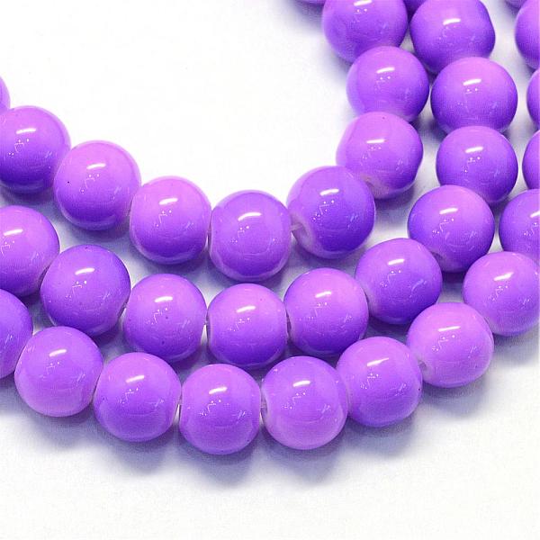 

PandaHall Baking Painted Glass Round Bead Strands, Medium Orchid, 6.5mm, Hole: 1.5mm, about 135~140pcs/strand, 31.8 inch Glass Round Purple