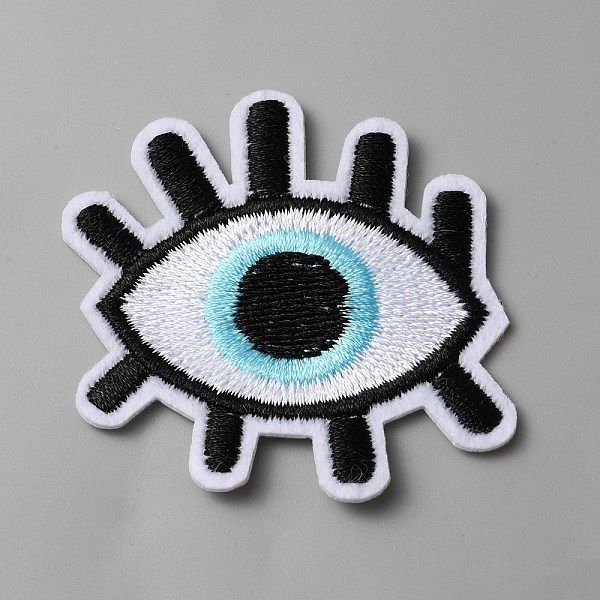 

PandaHall Evil Eye Patch, Computerized Embroidery Cloth Iron on/Sew on Patches, Costume Accessories, Appliques, Aquamarine, 49x49x1.5mm..., Green