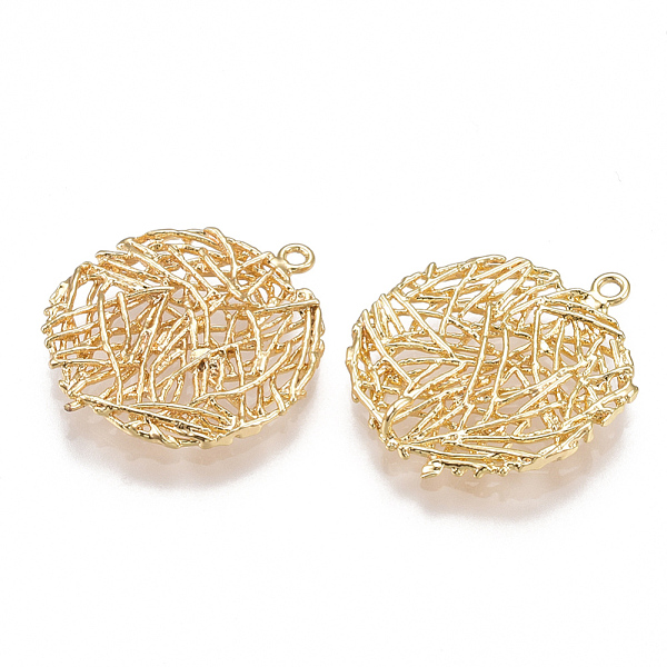 

PandaHall Brass Filigree Pendants, Flat Round, Nickel Free, Real 18K Gold Plated, 23x20x2mm, Hole: 1mm Brass Flat Round