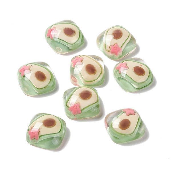 

PandaHall Transparent Resin Cabochons, Square, Bisque, Avocado Pattern, 19x19x8mm Resin Avocado Orange