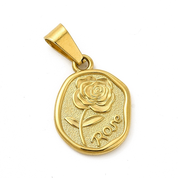 

PandaHall Vacuum Plating 304 Stainless Steel Pendants, Rose Charms, Golden, 19x14x2mm, Hole: 6x3mm 304 Stainless Steel Flower