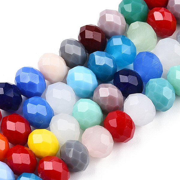 

PandaHall Glass Beads Strands, Faceted, Abacus, Mixed Color, 8x6mm, Hole: 1.5mm, about 66pcs/strand, 16.26 inch~16.93 inch(41.3cm) Glass..., Multicolor
