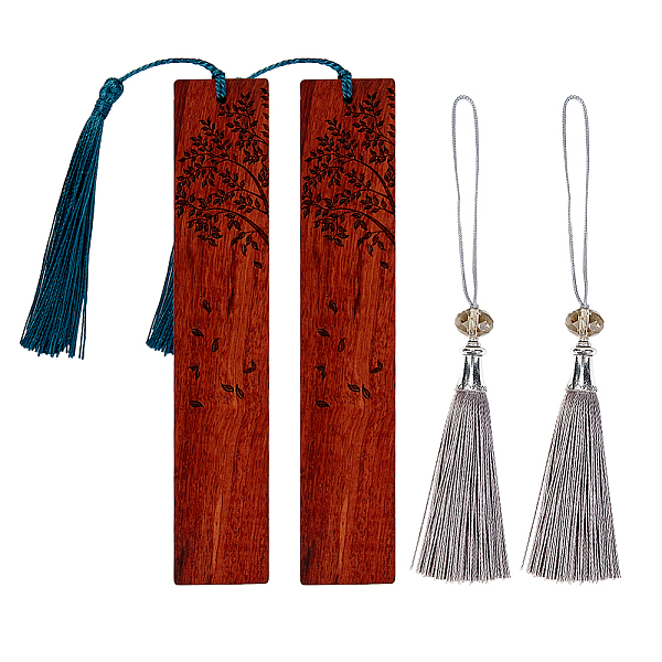 

PandaHall Olycraft DIY Wood Bookmarks, with Tassel Pendant Decoration and Polyester Tassel Big Pendant Decorations, Saddle Brown, 127mm Wood...