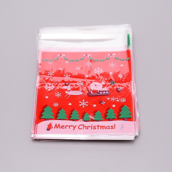 

PandaHall Christmas Theme Rectangle OPP Self-Adhesive Cookie Bags, for Baking Packing Bags, Environmentally Friendly, Red, Christmas Tree...