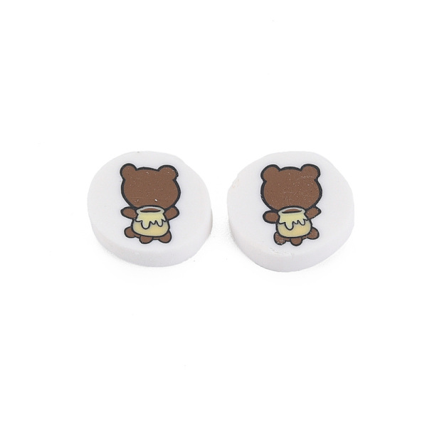 

PandaHall Handmade Polymer Clay Cabochons, Flat Round with Bear, WhiteSmoke, 9~9.5x1.5~2mm, about 5800pcs/1000g Polymer Clay Bear White