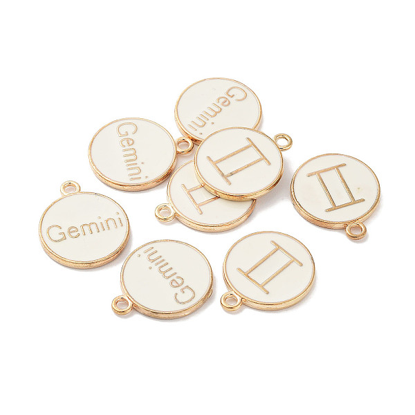 

PandaHall (Defective Closeout Sale: Yellowing) Alloy Enamel Pendants, Flat Round with Constellation, Gemini, 21x17.5x2mm, Hole: 2mm...