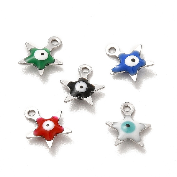 

PandaHall 304 Stainless Steel Evil Eye Enamel Charms, Star Charm, Stainless Steel Color, Mixed Color, 9x8x2mm, Hole: 1mm Stainless..., Multicolor