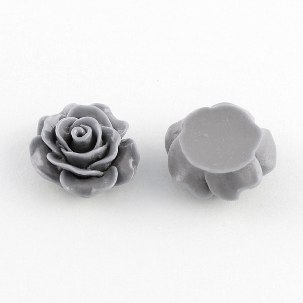 

PandaHall Flat Back Hair & Costume Accessories Ornaments Scrapbook Embellishments Resin Flower Rose Cabochons, Gray, 19x8mm Resin Flower...