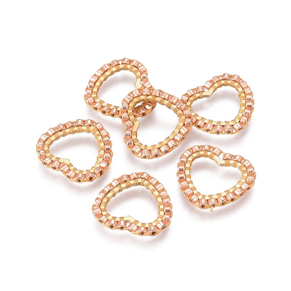 

PandaHall MIYUKI & TOHO Handmade Japanese Seed Beads, with 304 Stainless Steel Link Rings, Loom Pattern, Heart, Golden, Bisque..., Orange
