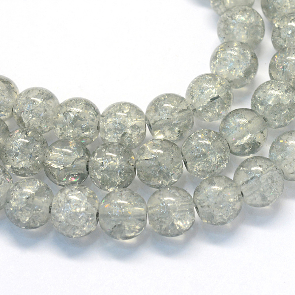 

PandaHall Baking Painted Transparent Crackle Glass Round Bead Strands, Light Grey, 8.5~9mm, Hole: 1.5mm, about 105pcs/strand, 31.8 inch..., Gray