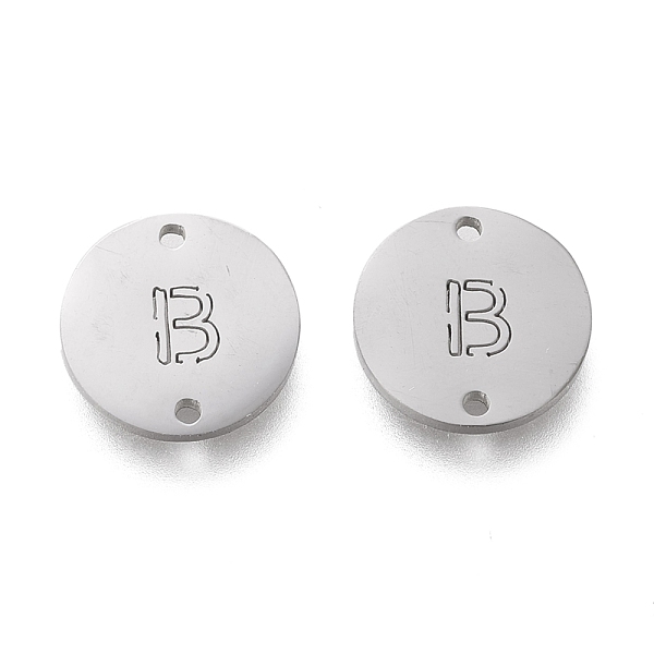 

PandaHall 304 Stainless Steel Links Connectors, Laser Cut, Flat Round with Letter B, Stainless Steel Color, 12x1mm, Hole: 1.2mm 304...