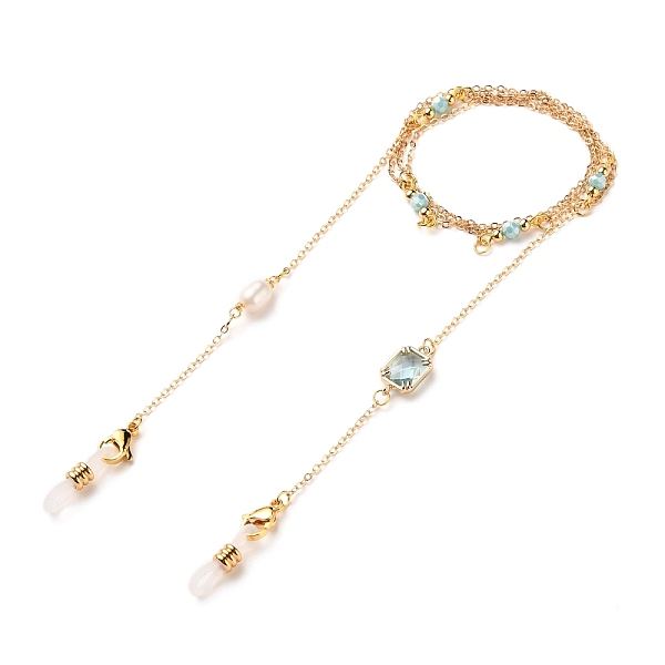 

PandaHall Eyeglasses Chains, Neck Strap for Eyeglasses, with Brass Cable Chains, Natural Pearl Beads, Glass Beads, 304 Stainless Steel...