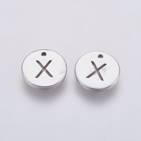 

PandaHall 304 Stainless Steel Charms, Flat Round with Letter, Stainless Steel Color, Letter.X, 10x1mm, Hole: 1mm 304 Stainless Steel Letter...
