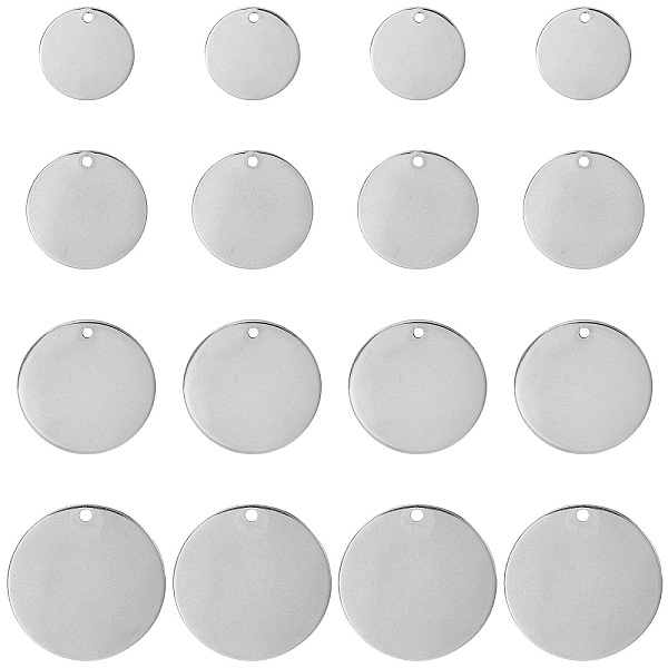 

PandaHall 304 Stainless Steel Stamping Blank Tag Charms, Flat Round, Stainless Steel Color, 7.4x7.2x1.7cm, 60pcs/box Stainless Steel Flat...