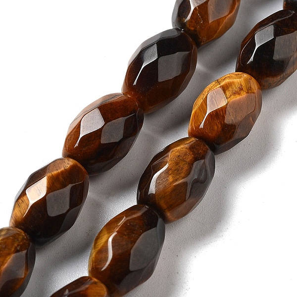 

PandaHall Natural Tiger Eye Beads Strands, Faceted Rice, 12.5x8mm, Hole: 1.2mm, about 16pcs/strand, 7.68 inch(19.5cm) Tiger Eye Rice