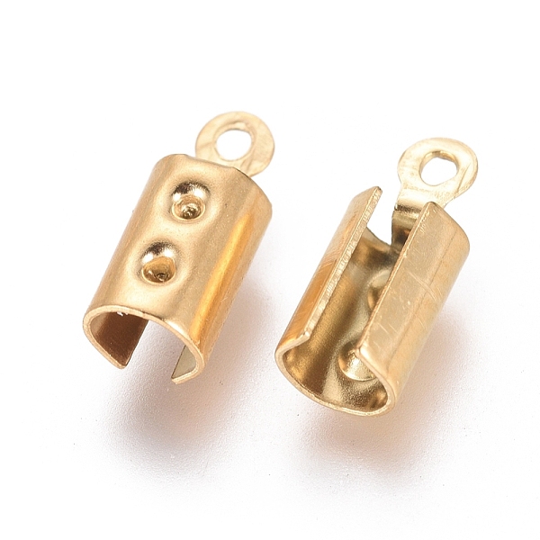 

PandaHall Ion Plating(IP) 304 Stainless Steel Cord End, Folding Crimp Ends, Fold Over Crimp Cord Ends, Golden, 10x4mm, Hole: 1mm, Inner...