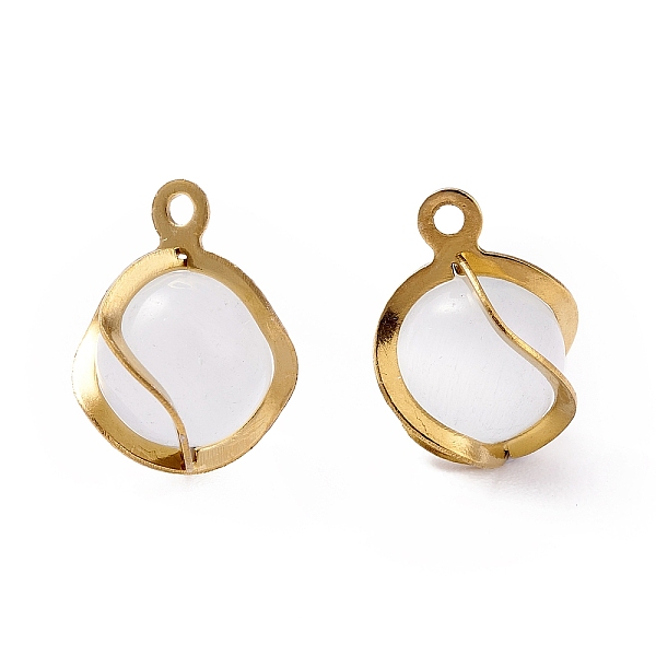 

PandaHall Cat Eye Pendants, with 304 Stainless Steel Findings, Round, Golden, 13x8.5x7.5mm, Hole: 1.2mm Stainless Steel+Cat Eye Round