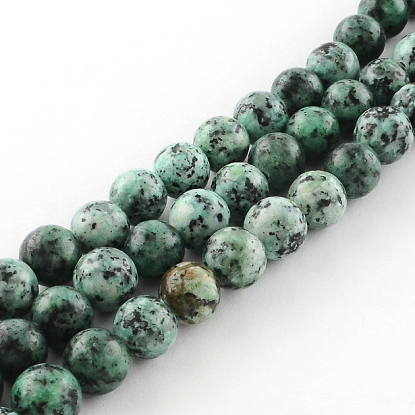 

PandaHall Dyed Natural Sesame Jasper Round Beads Strands, Dark Sea Green, 8mm, Hole: 1mm, about 48pcs/strand, 14.9 inch Sesame Jasper Round...