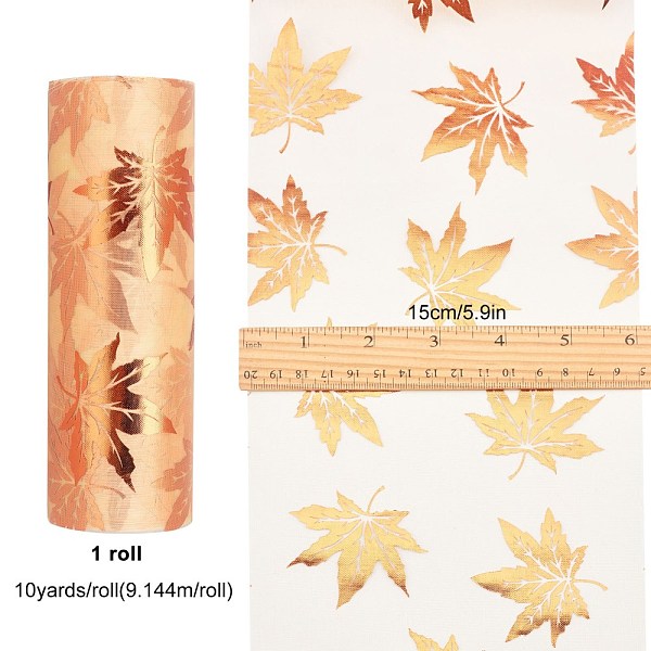 

PandaHall Maple Leaf Pattern Organza Ribbon, Tulle Fabric Roll, for Wedding Party Decorat & Crafts, Orange, 15cm, about 10yards/roll...