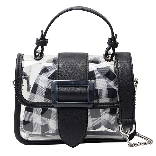 

PandaHall Women's Crossbody Bags with Tartan Pattern Drawstring Inner Bag, Transparent Ita Bags, Display Collector Bag for Anime Cosplay..., Black