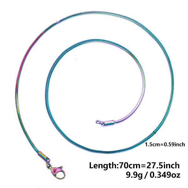Ионное покрытие (ip) 1.5 мм унисекс 304 цепочки-змейки из нержавеющей стали ожерелья
