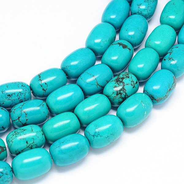 

PandaHall Natural Magnesite Barrel Bead Strands, Dyed & Heated, Turquoise, 12x8mm, Hole: 2mm, about 33pcs/strand, 15.75 inch Magnesite..., Green