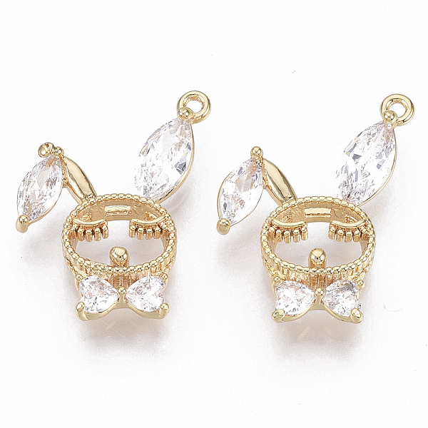 

PandaHall Brass Micro Cubic Zirconia Pendants, Nickel Free, Real 18K Gold Plated, Rabbit, Clear, 19x16x4mm, Hole: 1mm Brass+Cubic Zirconia...