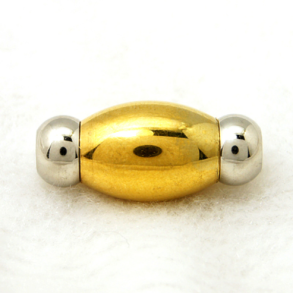 

PandaHall Smooth 304 Stainless Steel Magnetic Clasps with Glue-in Ends, Oval, Golden & Stainless Steel Color, 24x11mm, Hole: 5mm 304...