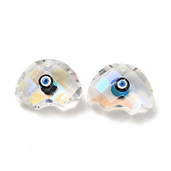 

PandaHall Transparent Glass Pendants, with Enamel, Faceted, Half Round with Evil Eye Pattern, Black, 21x29x14.5mm, Hole: 1.6mm Glass Half...