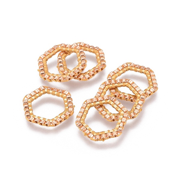 

PandaHall MIYUKI & TOHO Handmade Japanese Seed Beads, with 304 Stainless Steel Link Rings, Loom Pattern, Hexagon, Golden, Bisque..., Orange