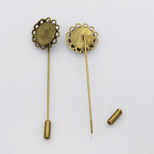 

PandaHall Vintage Iron Brooch Findings, with Flat Round Cabochon Bezel Settings and Brass Pins, Nickel Free, Antique Bronze, Tray: 14mm...